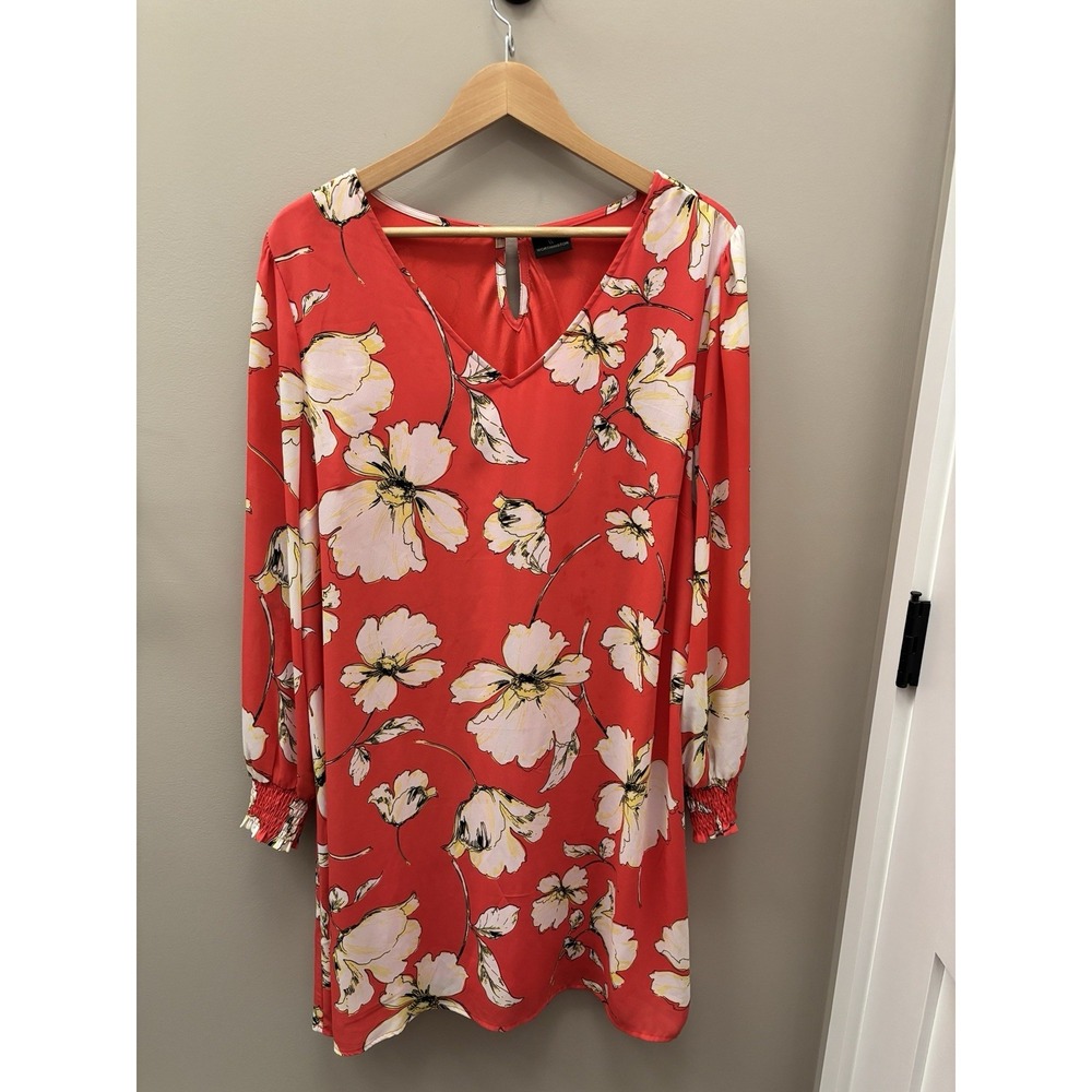 WY Worthington women's dress XL V-neck shift red floral